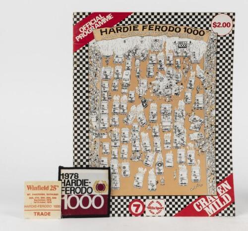 HARDIE FERODO 1000: A group of 1978 Hardie Ferodo 1000 items. 'HARDIE FERODO 1000 - MOUNT PANORAMA BATHURST OCTOBER 1, 1978' Official Programme