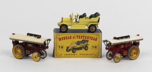 MATCHBOX: Three Matchbox of Yesteryear models. Two Y-9 1924 FOWLER BIG LION SHOWMANS ENGINE & Y-16 SPYKER VETERAN AUTOMOBILE (1904)
