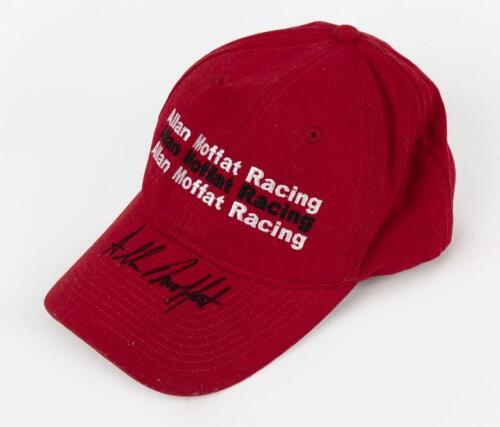 MOFFAT: A red 'Allan Moffat Racing' cap. Cap signed by Allan Moffat