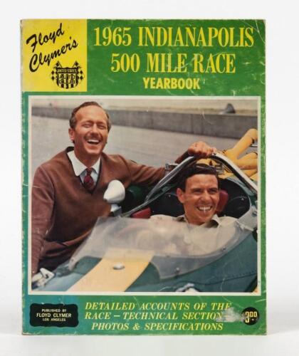 INDIANAPOLIS: '1965 INDIANAPOLIS 500 MILE RACE YEARBOOK' softcover book by Floyd Clymer. Colin Chapman and Jim Clark to front cover