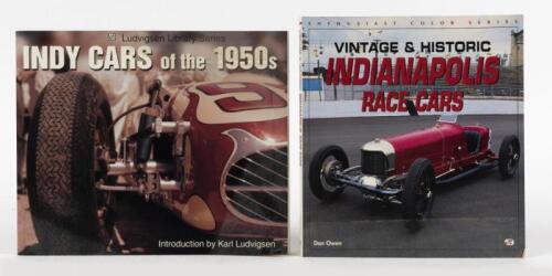 INDY CARS: Two softcover books detailing Indy cars. 'INDY CARS OF THE 1950'S