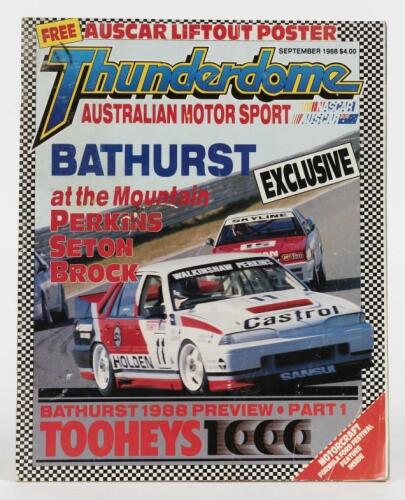 THUNDERDOME: A September 1988 'Thunderdome Australian Motor Sport - BATHURST' Official Programme