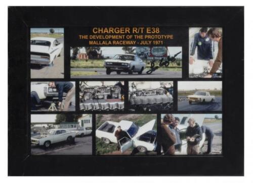 GEOGHEGAN: A collage of colour pictures depicting the Valiant CHARGER R/T E38 prototype. Signed by Leo Geoghegan