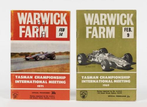WARWICK FARM: Two Warwick Farm Official Programmes. TASMAN CHAMPIONSHIP INTERNATIONAL MEETING 1969 & 1971 Official Programmes