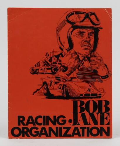 BOB JANE RACING: A rare BOB JANE RACING ORGANIZATION orange folder containing car and driver profiles. Folder signed by Bob Jane