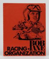 BOB JANE RACING: A rare BOB JANE RACING ORGANIZATION orange folder containing car and driver profiles. Folder signed by Bob Jane