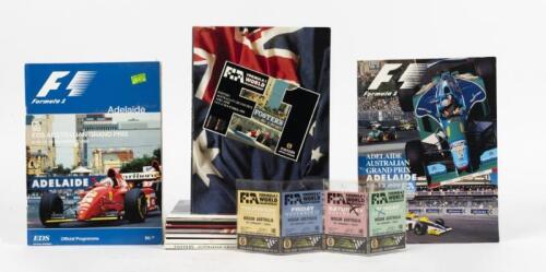 ADELAIDE A.G.P: A collection of Australian Formula One Grand Prix, Adelaide Official Programmes. 1985 to 1992, 1994. 1987 A.G.P Ticket Passes
