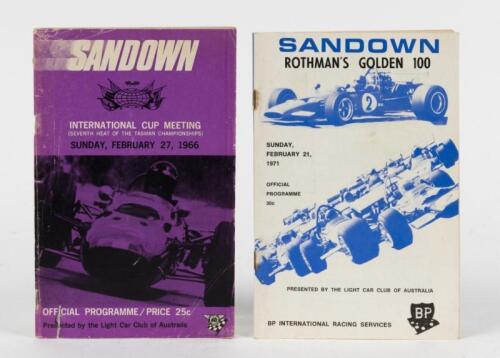 SANDOWN: Two Sandown Official Programmes. 1966 & 1971 TASMAN Championship Official Programmes