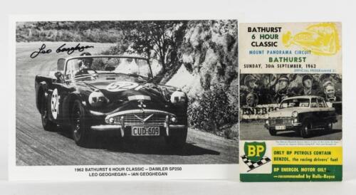 BATHURST/GEOGHEGAN: Two 1962 Bathurst 6 Hour Classic related items. 1962 Bathurst Six Hour Classic picture signed by Leo Geoghegan