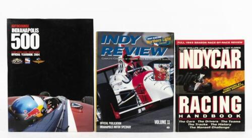 INDY CARS: Three Yearbook and Review publications detailing Indy Car racing. 'AUTOCOURSE INDIANAPOLIS 500 & INDY RACING LEAGUE INDYCAR SERIES OFFICIAL YEARBOOK 2004'