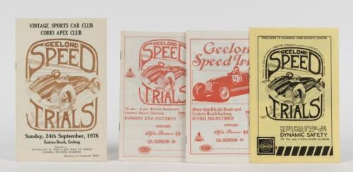 GEELONG SPEED TRIALS: Four impressive Geelong Speed Trials Official Programmes as presented by the Vintage Sports Car Club. Years 1978, 1979, 1984 and 1985