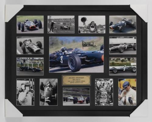 STEWART: A framed collage of Jackie Stewart pictures. L.E 08/10
