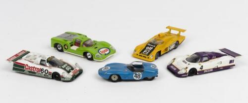 RACING CARS: Five 1:43 scale diecast model cars. Jaguar, Panhard, Renault models