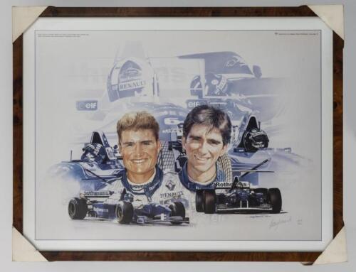 WILLIAMS: A Craig Warwick print depicting David Coulthard and Damon Hill as part of the 1995 Rothmans Williams Renault Formula One Team. Limited Edition 209/500
