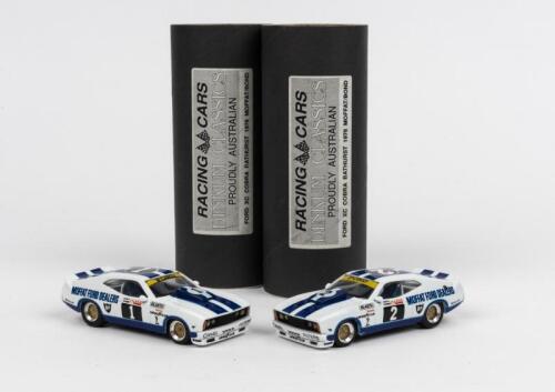 DINKUM CLASSICS: Two Dinkum Classic Ford XC COBRA BATHURST 1978 models featuring the Ford Falcon race cars from the 1978 Bathurst race