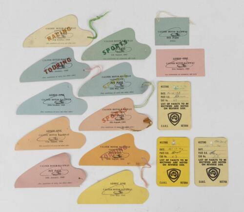 CALDER PARK: A collection of fifteen Calder Park passes from the late 1960s/early 1970s. Admission, Pit Passes