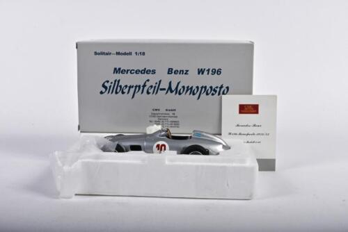 MERCEDES-BENZ: A 1:18 scale CMC Mercedes-Benz W196 (Silberpfeil-Monoposto), as raced by Juan Manuel Fangio. Limited Edition of 2000, numbered 0812. Rare model