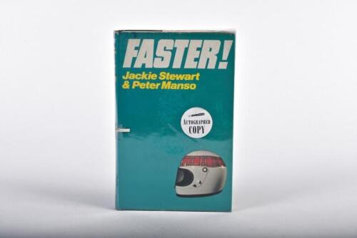 STEWART: 'FASTER!' hardcover book by Jackie Stewart & Peter Munso. Jackie Stewart Signature
