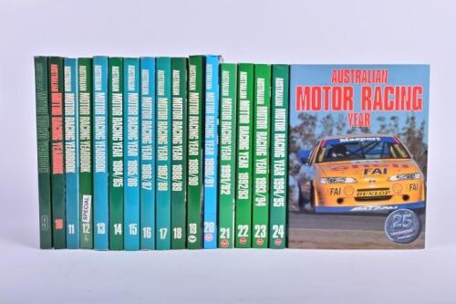 AUSTRALIAN MOTOR RACING: Seventeen consecutive editions of 'AUSTRALIAN MOTOR RACING YEARBOOK'. Numbers 9 (1979/80) - 25 (1995)