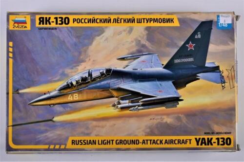 ZVEZDA: A 1:48 scale Yak-130 Russian Light Ground-Attack Aircraft boxed model kit