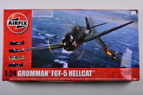 AIRFIX: A 1:24 scale Grumman F6F-5 Hellcat boxed model kit by Airfix