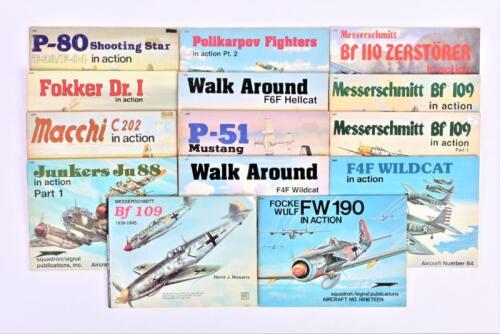 SQUADRON/SIGNAL PUBLICATIONS: 14 books of military aircrafts from 1930`s & 1940`s in action by Squadron
