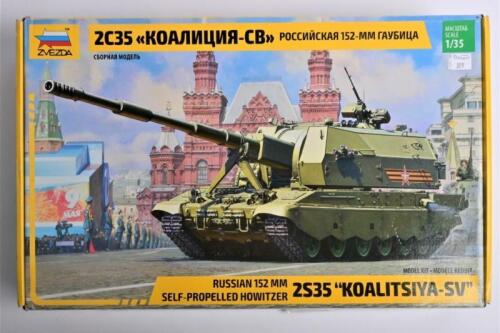 ZVEZDA: A 1:35 scale 2S35 "Koalitsiya-SV" Russian 152 mm self-propelled howitzer boxed model kit