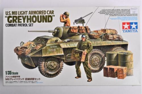 TAMIYA: A 1:35 scale U.S. M8 light armoured car "Greyhound" combat patrol set boxed model kit