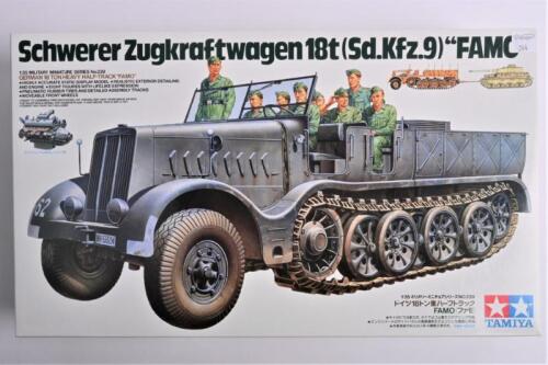 TAMIYA: A 1:35 scale German heavy half-truck Schwerer Zugkraftwagen 18t Sd.Kfz.9 "FAMO" boxed model kit