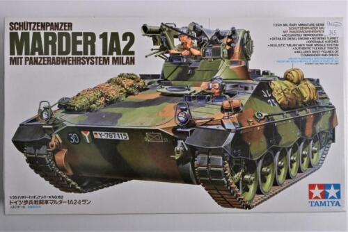 TAMIYA: A 1:35 scale Schutzenpanzer Marder 1A2 mit Panzerabwehrsystem Milan boxed model kit