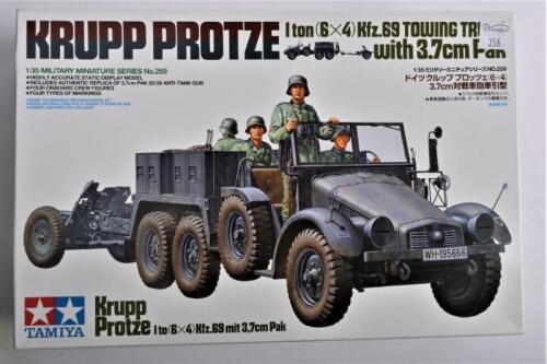 TAMIYA: A 1:35 scale Krupp Protze 1t 6x4 towing truck Kfz.69 with 3.7cm Pak boxed model kit