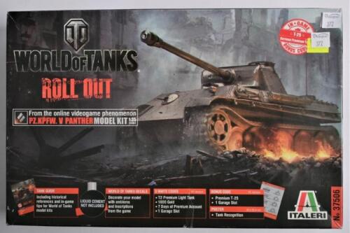 ITALERI: A 1:35 scale "WORLD OF TANKS" roll out Pz.Kpfw.V Panther T-25 German premium tank boxed model kit