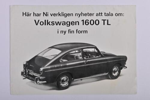 VOLKSWAGEN: A Volkswagen 1600 TL fold-out sales brochure. Swedish text