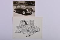 PORSCHE: Two 1960's Porsche items. Porsche 911 Engine Data Card & Official Porsche 356 B Porsche black and white picture