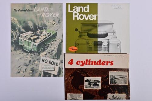 LAND ROVER: Three Land Rover items. Land Rover sales brochures and advertisement