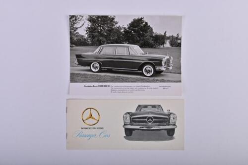 MERCEDES-BENZ: Two 1960's Mercedes-Benz items. 1960's 'Mercedes-Benz - Passenger Cars' model range sales brochure & 220S/220 SE black and white picture