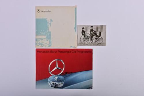 MERCEDES-BENZ: A group of Mercedes-Benz items. 1974 'Mercedes-Benz Passenger Car Programme' sales brochure, Daimler-Benz Museum Guide, Mercedes-Benz Postcards