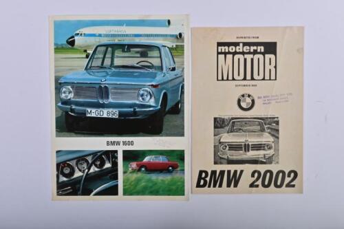 BMW: Two items of BMW sales literature. 'BMW 1600' colour sales brochure