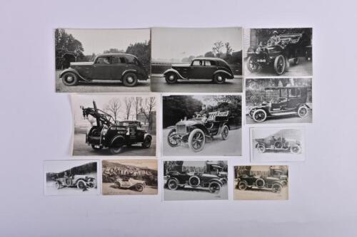VINTAGE: A collection of ten black and white vintage car pictures. Hispano-Suiza & Vauxhall pictures
