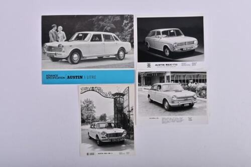 AUSTIN: A group of Austin related items. 1967 'ADVANCE SPECIFICATION/AUSTIN 3 LITRE' sales brochure & black and white Austin Press Photos