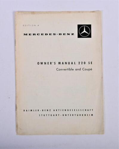 MERCEDES-BENZ: 1959 'EDITION A Mercedes-Benz Owner's Manual 220 SE Convertible and Coupe booklet