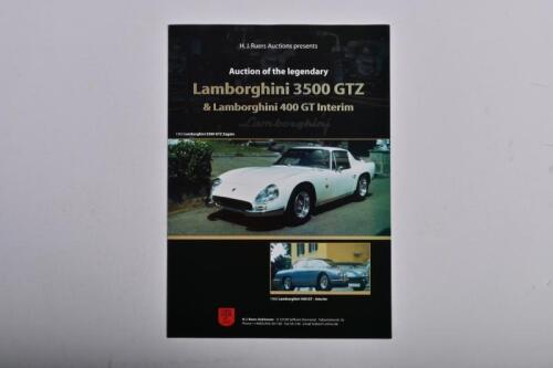 LAMBORGHINI: A H.J.Ruers Auctions 'Lamborghini 3500 GTZ & Lamborghini 400 GT Interim' auction sales brochure, double page, with colour pictures, English and German text; auction was held Saturday, 19th October 2002.