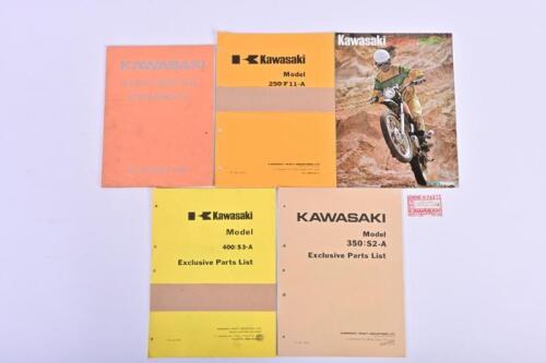 KAWASAKI: Four 1970's Kawasaki Parts Lists and Parts Price List. Model 250:F11-A, Model 350:S2-A, Model 400:S3-A Parts Lists