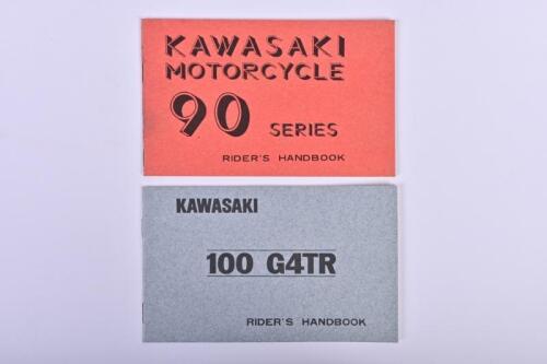 KAWASAKI: Two original Kawasaki RIDERS HANDBOOKS including 'KAWASAKI MOTORCYCLE 90 SERIES RIDER'S HANDBOOK' and 'KAWASAKI 100 G4TR RIDERS HANDBOOK'