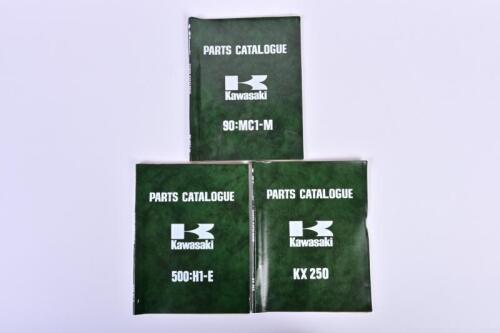 KAWASAKI: Three 1973 Kawasaki Parts Catalogues. 'KAWASAKI PARTS CATALOGUE - 90:MC1-M', 'KAWASAKI PARTS CATALOGUE 500:H1-E' & 'KAWASAKI PARTS CATALOGUE KX 250'