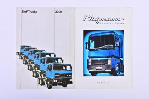 EUROPEAN TRUCKS: Two European Truck sales brochures. DAF & RENAULT sales brochures. International text
