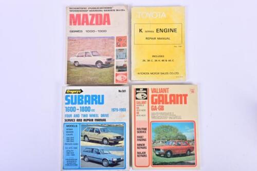 JAPANESE CARS: A group of four Service/Workshop Manuals. 1981 Toyota K Series ENGINE Repair Manual & Mazda, Subaru Service/Workshop Manuals