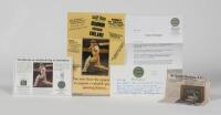 SIR DONALD BRADMAN: A framed commemorative black and white photograph of Sir Donald Bradman in the nets, released by the Bradman Museum with further inset black and white portrait photograph and signature of Sir Donald Bradman, editioned 1979/2500, the fr - 2