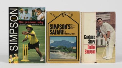 BOBBY SIMPSON: Three volume relating to Bobby Simpson, captain of the Australian cricket team from 1963/64 until 1967/68, and again in 1977&ndash;77