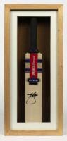 DENNIS LILLEE: A framed miniature cricket bat signed by Dennis Lillee, inscribed verso: Dennis Lillee, Australian Team of the Century
